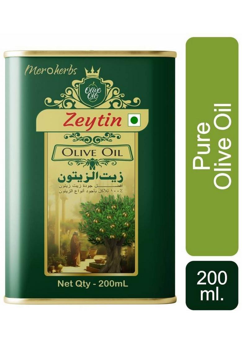 Meroherbs Zeytin 100% Pure Olive Oil | Natural, Multipurpose & Premium For Cooking Care Tin (200 Ml)