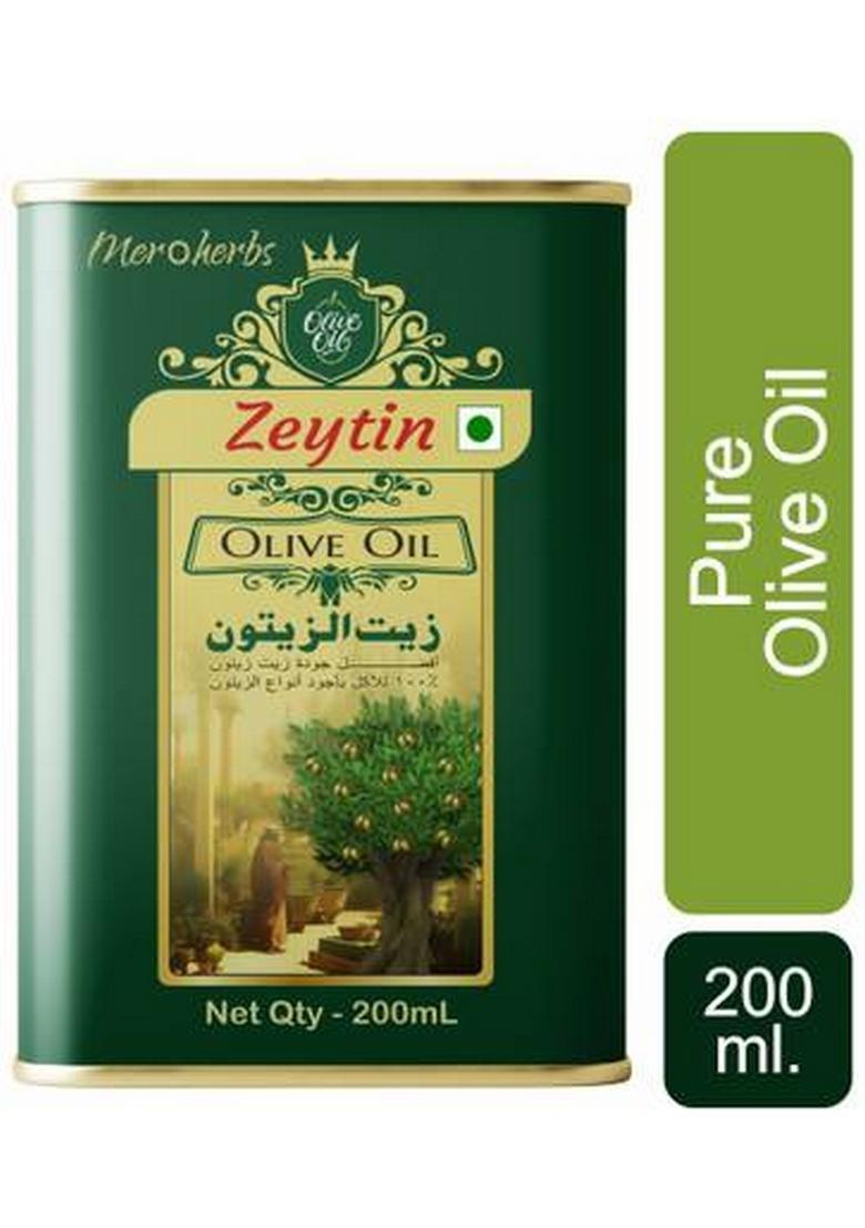 Meroherbs Zeytin 100% Pure Olive Oil | Natural, Multipurpose & Premium For Cooking Care Tin (200 Ml)