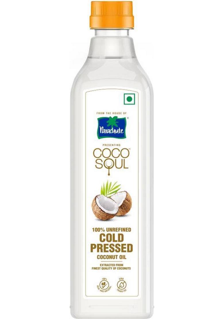 Coco Soul Cold Pressed Coconut Oil, 100% Unrefined, Natural & Edible, Zero Trans Fat Oil Pet Bottle (1 L)