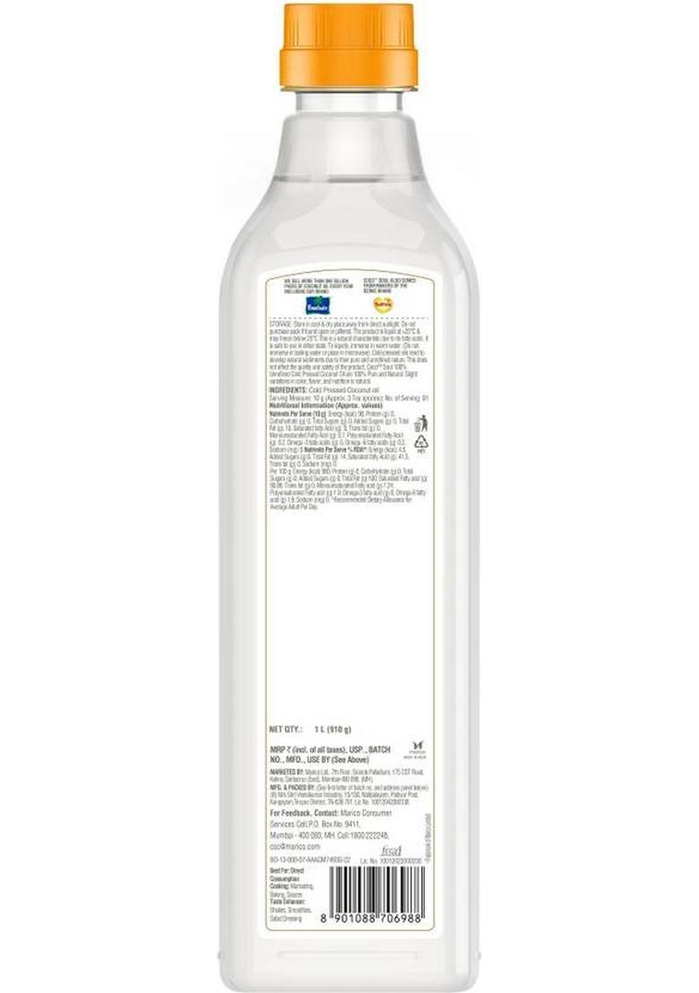 Coco Soul Cold Pressed Coconut Oil, 100% Unrefined, Natural & Edible, Zero Trans Fat Oil Pet Bottle (1 L)