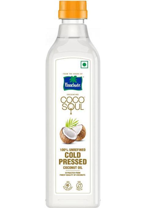 Coco Soul Cold Pressed Coconut Oil, 100% Unrefined, Natural & Edible, Zero Trans Fat Oil Pet Bottle (1 L)