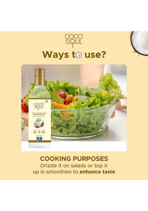 Coco Soul Cold Pressed Coconut Oil, 100% Unrefined, Natural & Edible, Zero Trans Fat Oil Pet Bottle (1 L)