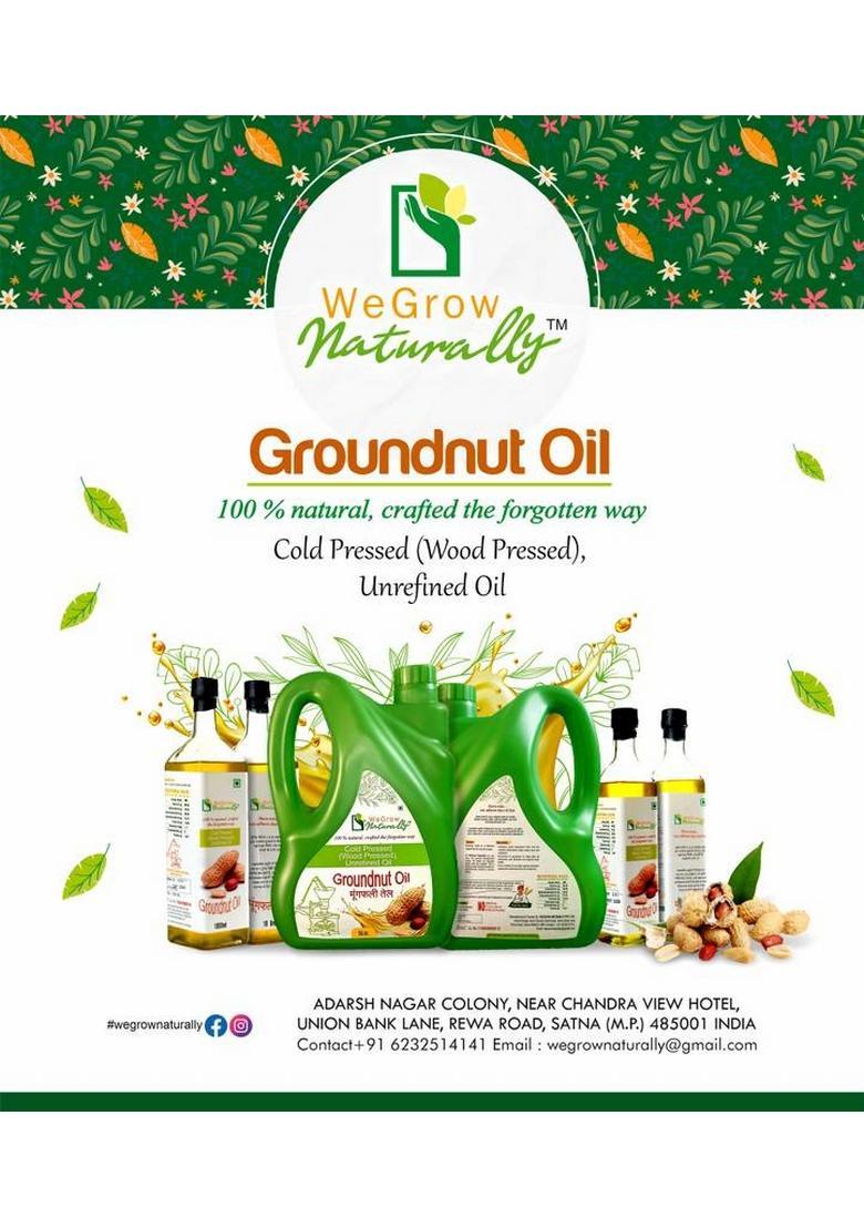 Wegrow Naturally Cold Pressed Groundnut Oil (500 Ml) We Grow Glass Bottle