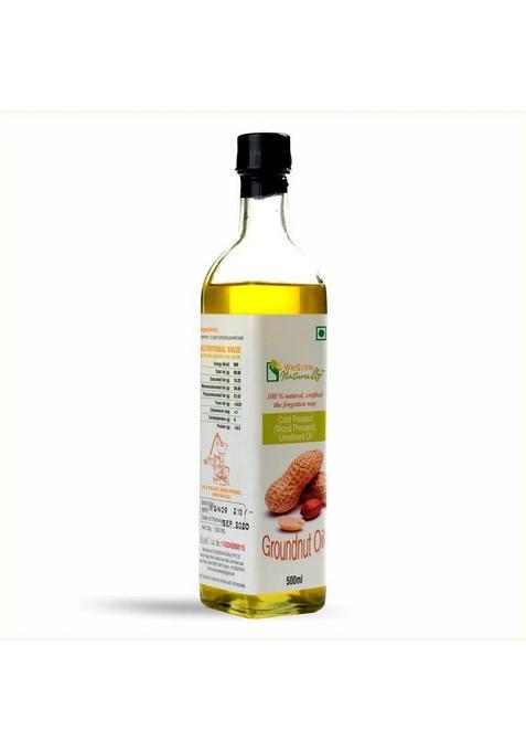 Wegrow Naturally Cold Pressed Groundnut Oil (500 Ml) We Grow Glass Bottle