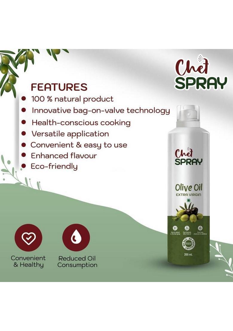 Chefspray Extra Virgin Cooking Oil Spray Olive Can (200 Ml)