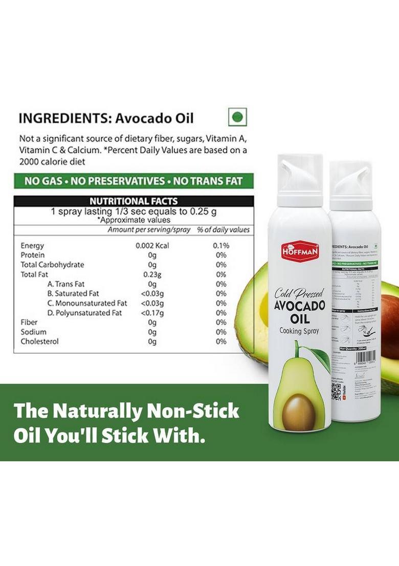 Hoffman Cooking Oil Spray | 100 % Pure Avocado Can (200 Ml)