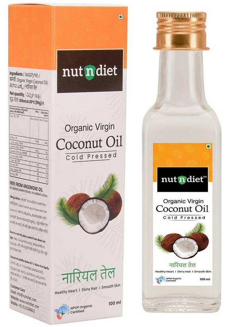 Nutndiet Pure Organic Coconut Oil For Baby Massage, Hair Care, Skin Care And Cooking, Glass Bottle (100 Ml)