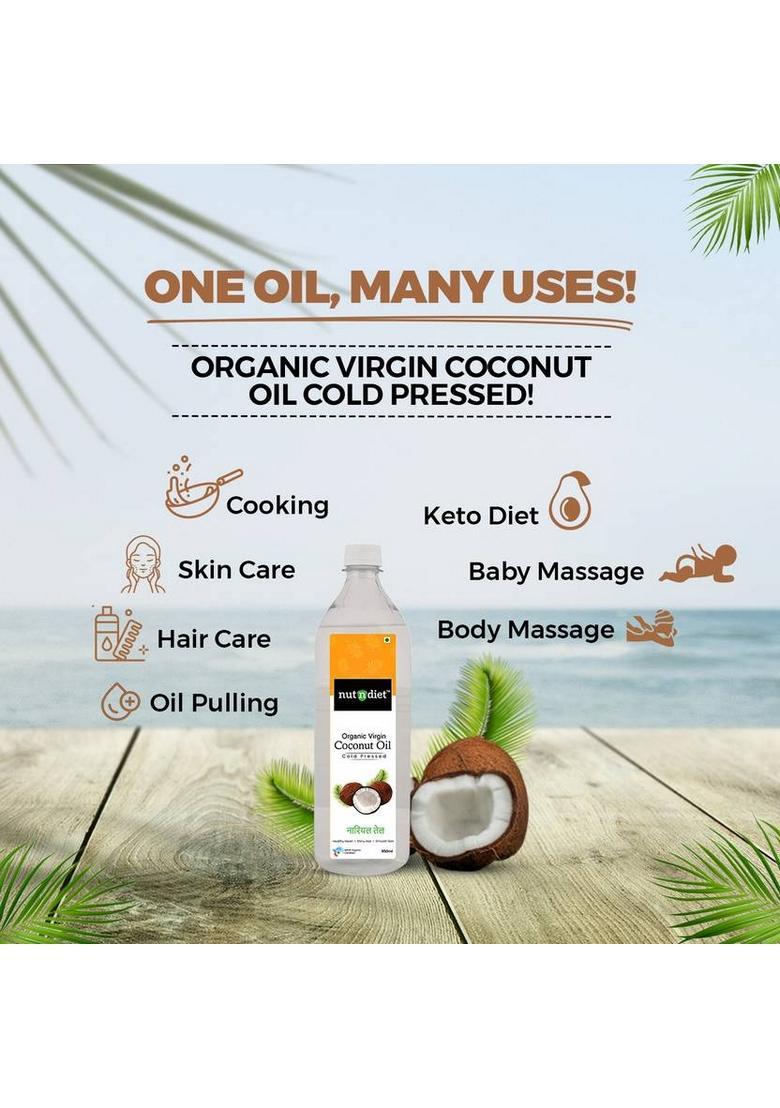 Nutndiet Pure Organic Coconut Oil For Baby Massage, Hair Care, Skin Care And Cooking, Glass Bottle (100 Ml)