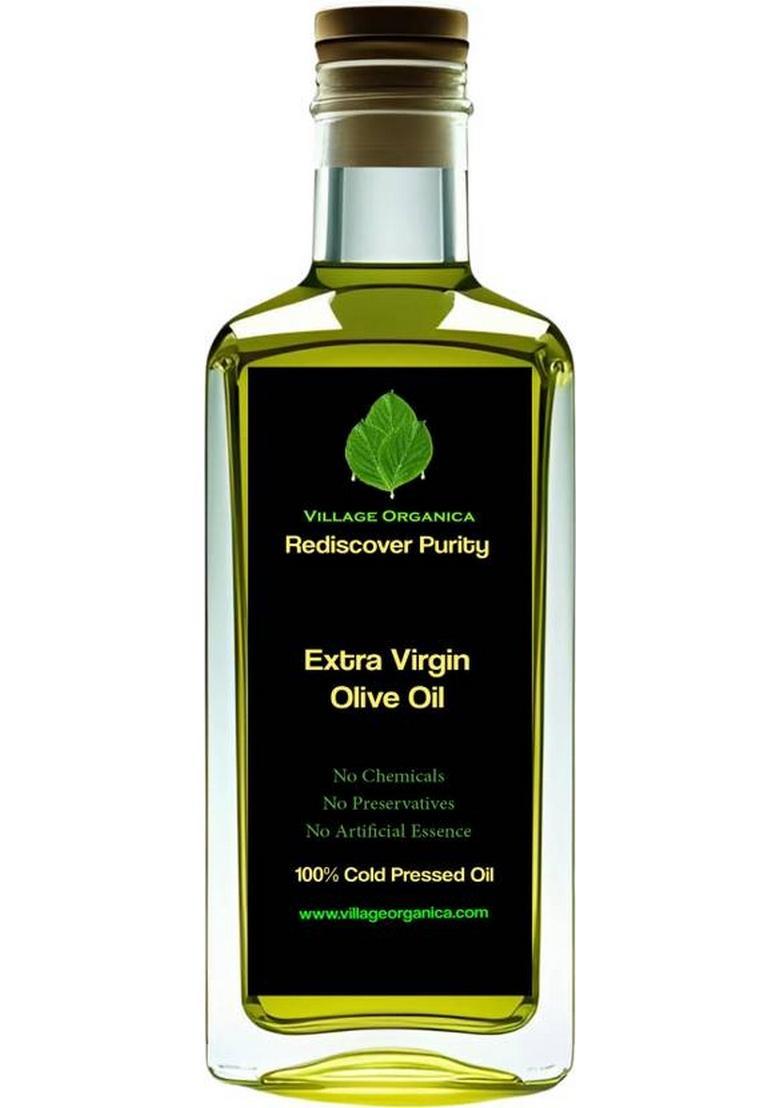 Village Organica Extra Virgin Olive Oil | Cold Pressed Glass Bottle (500 Ml)