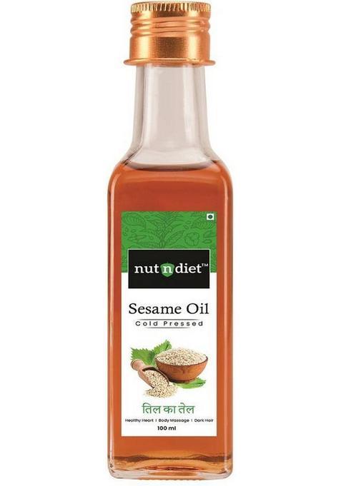 Nutndiet Heart Healthy Edible Til Ka Tel For Cooking, Body Massage And Hair Care, Sesame Oil Glass Bottle (100 Ml)