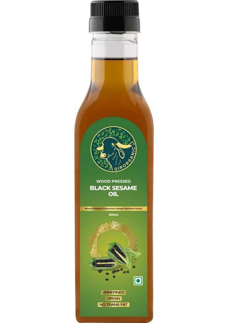 Girorganic Wood Pressed | Unrefined Cold Virgin Natural Black Sesame Oil Pet Bottle (500 Ml) - Indya