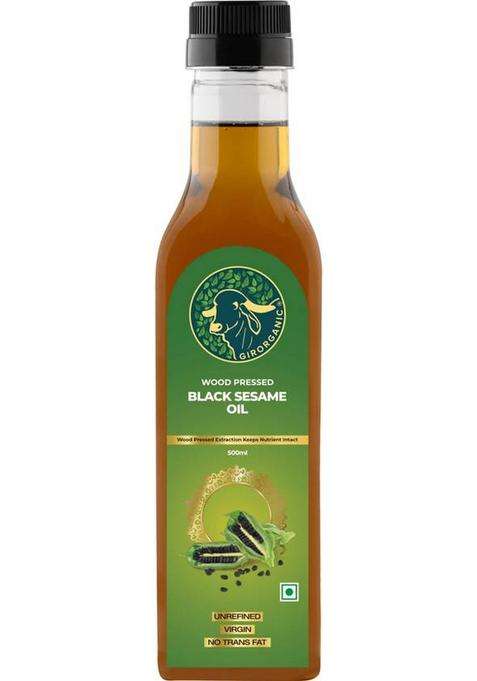 Girorganic Wood Pressed | Unrefined Cold Virgin Natural Black Sesame Oil Pet Bottle (500 Ml)
