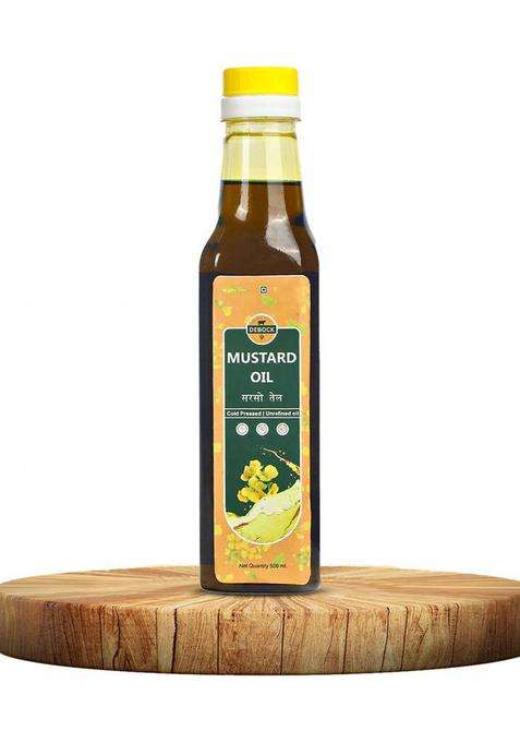 Debock Organic Farm Cold Pressed Kachi Ghani Mustard Oil | Pure Sarso Ka Tel|Pure & Natural Pet Bottle (500 G)