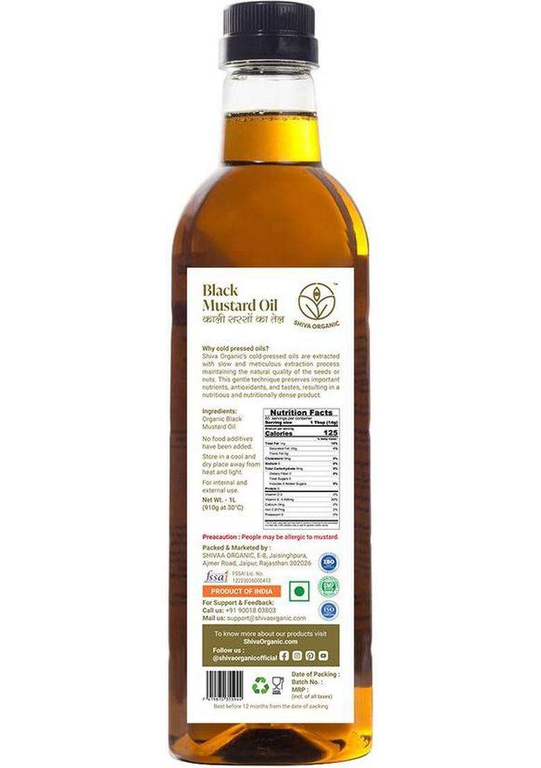 Shiva Organic Cold-Pressed Black Mustard Oil Pet Bottle (1 L) - Indya