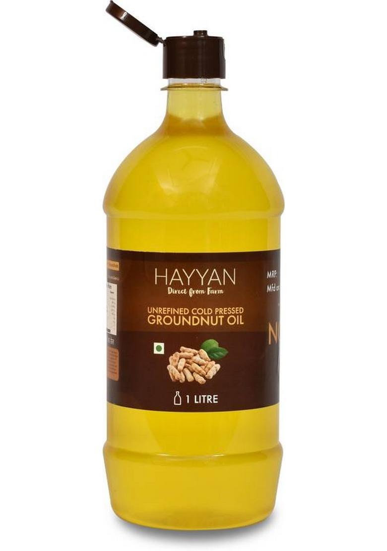 Hayyan Cold Pressed Unrefined Groundnut Oil Plastic Bottle (1000 Ml)