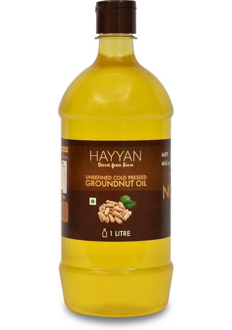 Hayyan Cold Pressed Unrefined Groundnut Oil Plastic Bottle (1000 Ml)