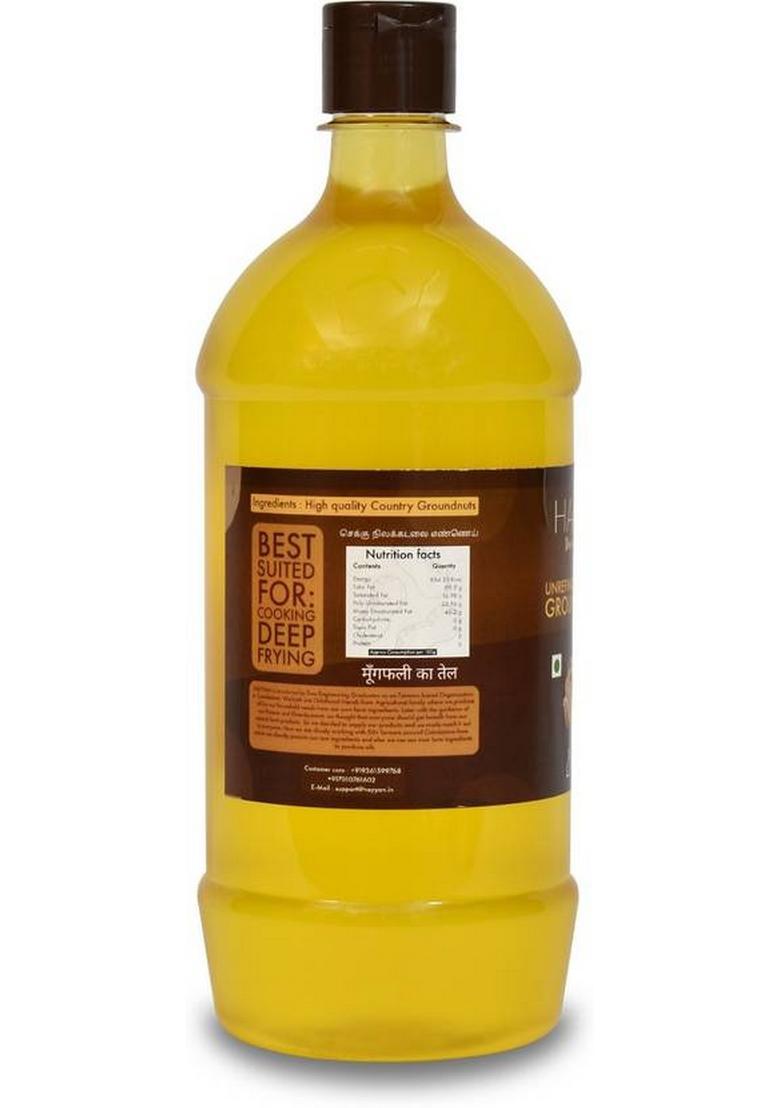 Hayyan Cold Pressed Unrefined Groundnut Oil Plastic Bottle (1000 Ml)