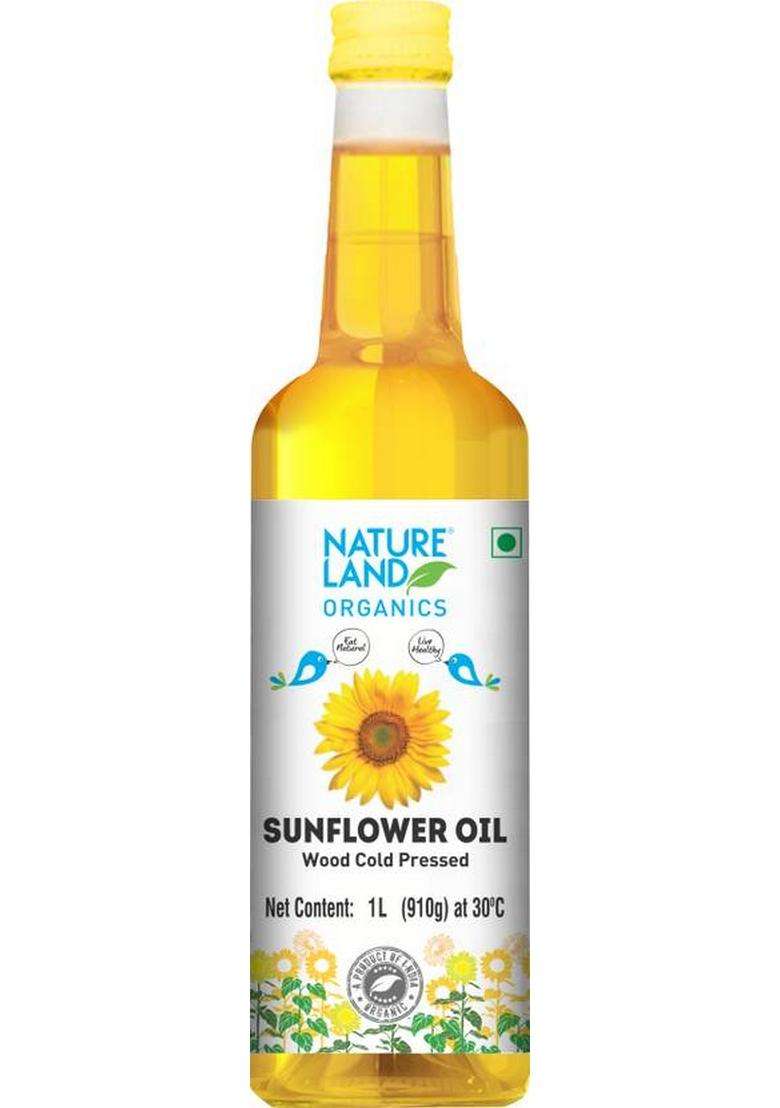 Natureland Organics Cold Pressed Sunflower Oil Pet Bottle (1 L) - Indya