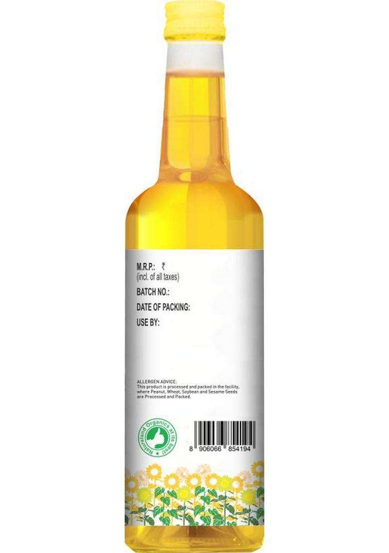 Natureland Organics Cold Pressed Sunflower Oil Pet Bottle (1 L) - Indya