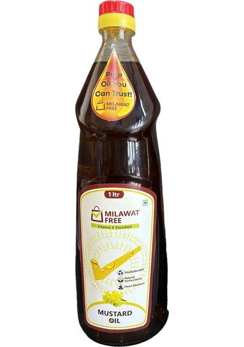 Milawat Free Mustard Oil, Vitamin E Enriched, Heart Healthy, 1 Ltr Oil Plastic Bottle (1 L)