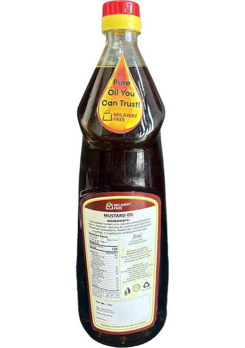 Milawat Free Mustard Oil, Vitamin E Enriched, Heart Healthy, 1 Ltr Oil Plastic Bottle (1 L)