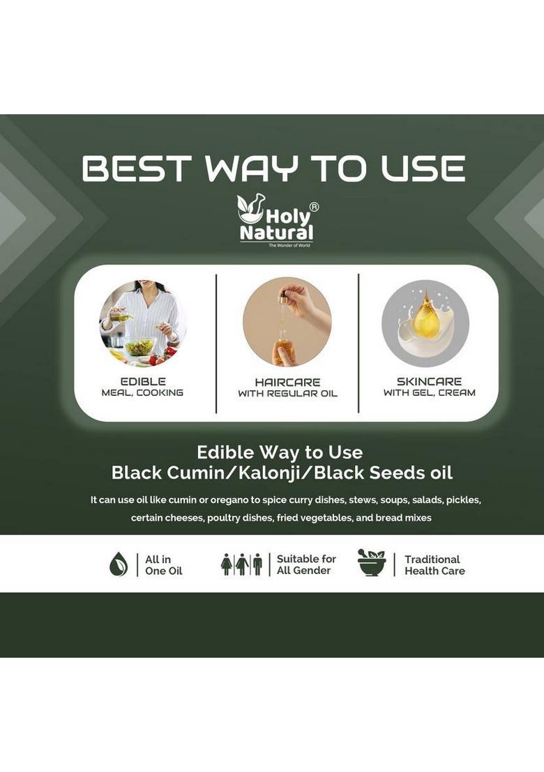Holy Natural Organic Black Seed Oil For Edible, Hair, Skin Cumin Pet Bottle (1000 Ml)