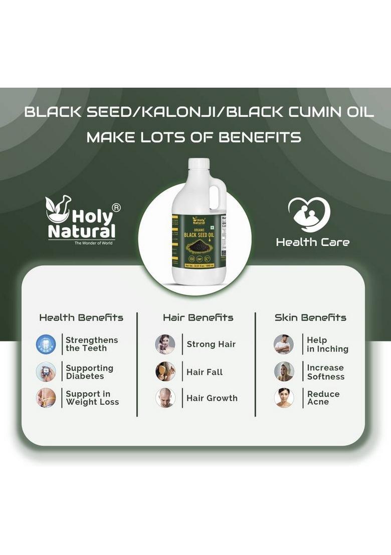 Holy Natural Organic Black Seed Oil For Edible, Hair, Skin Cumin Pet Bottle (1000 Ml)