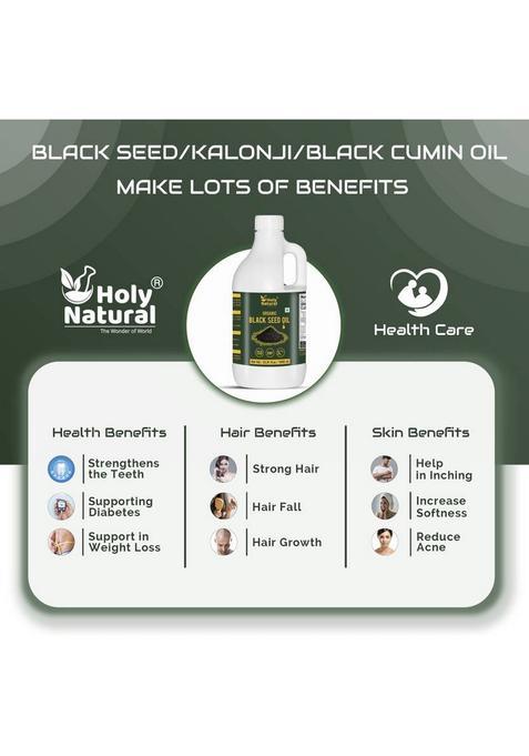 Holy Natural Organic Black Seed Oil For Edible, Hair, Skin Cumin Pet Bottle (1000 Ml)