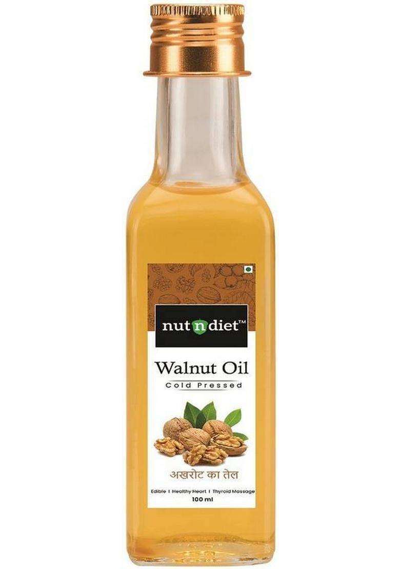 Nutndiet Cold Pressed ,100% Pure Edible Akhrot Ka Tel, Walnut Oil Glass Bottle (100 Ml) - Indya