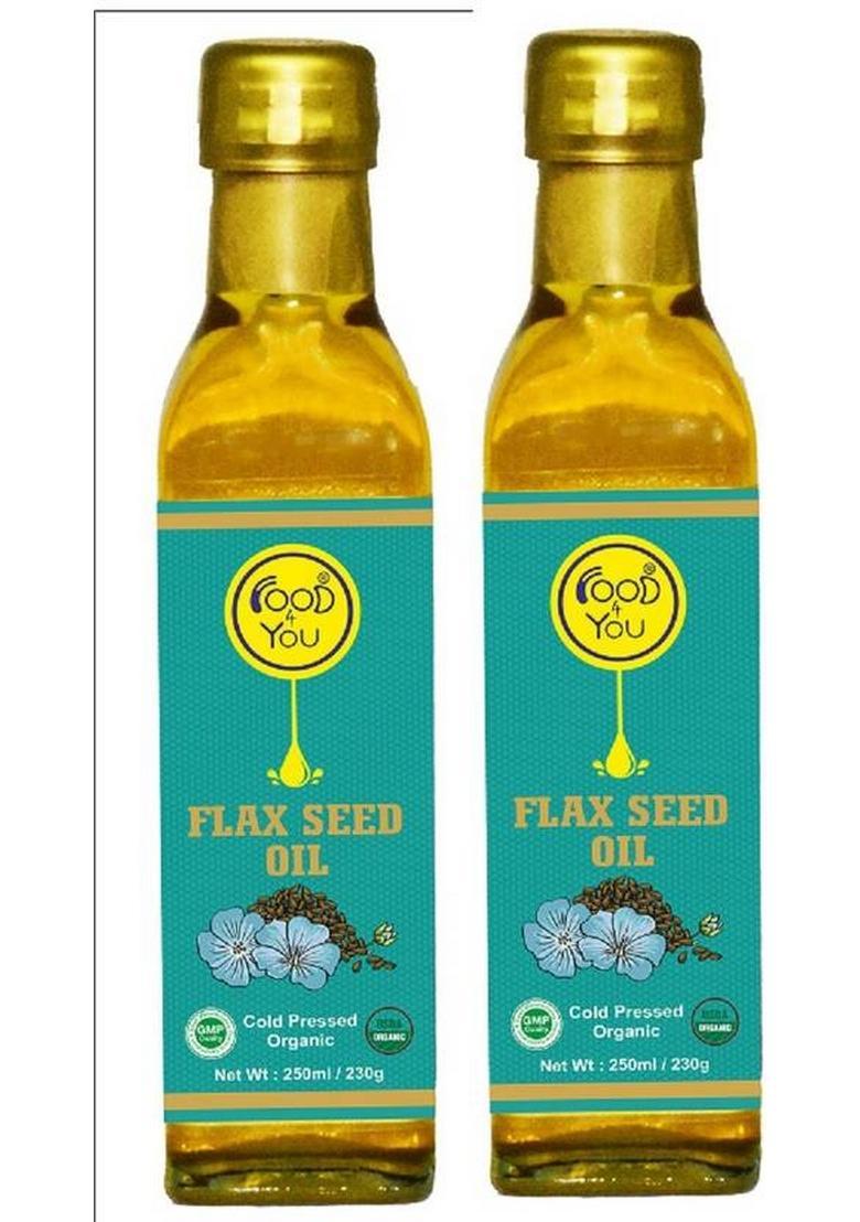 Food 4 You Cold Pressed Flaxseed Oil Glass Bottle (2 X 250 Ml)