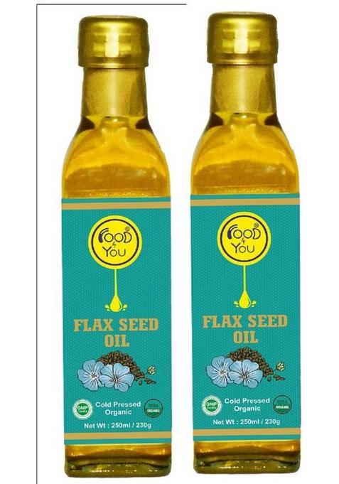 Food 4 You Cold Pressed Flaxseed Oil Glass Bottle (2 X 250 Ml)