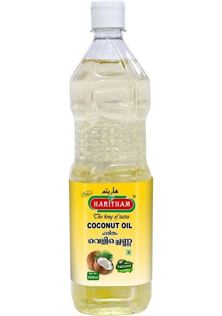 Haritham Coconut Oil Cold Pressed, Natural Cooking For Frying & Baking Pet Bottle (500 Ml) - Indya