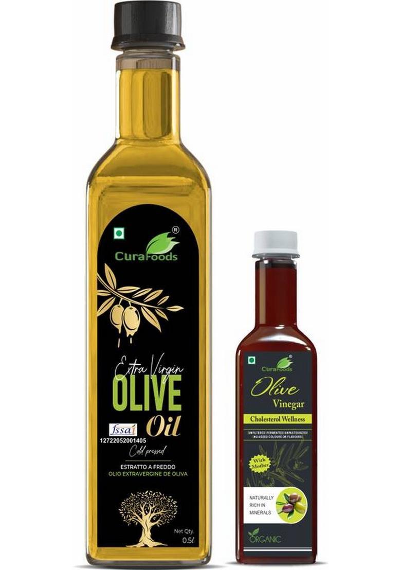 Cura Extra Virgin Olive Oil 500Ml I Free Vinegar 200Ml For Healthy Heart Plastic Bottle (500 Ml)