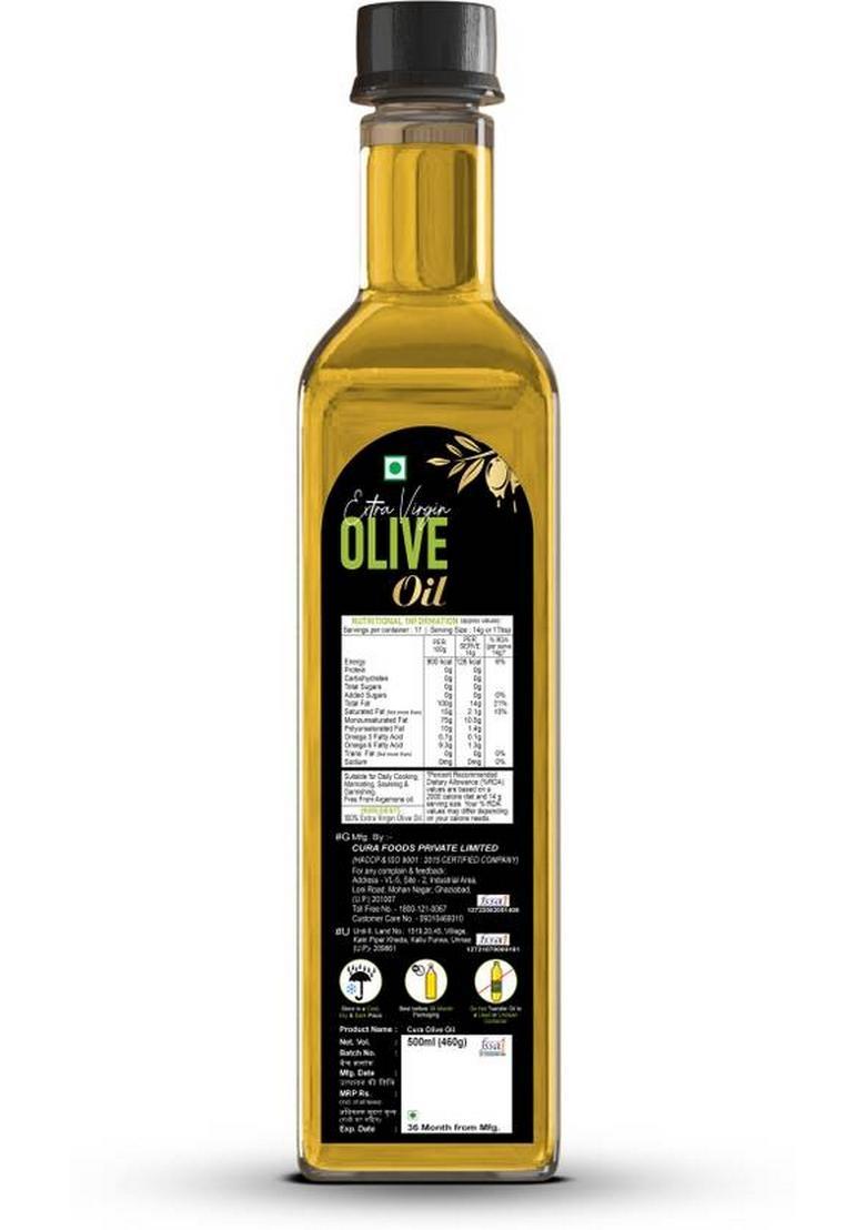Cura Extra Virgin Olive Oil 500Ml I Free Vinegar 200Ml For Healthy Heart Plastic Bottle (500 Ml)