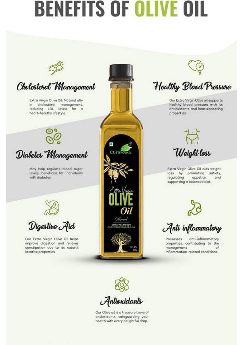 Cura Extra Virgin Olive Oil 500Ml I Free Vinegar 200Ml For Healthy Heart Plastic Bottle (500 Ml)