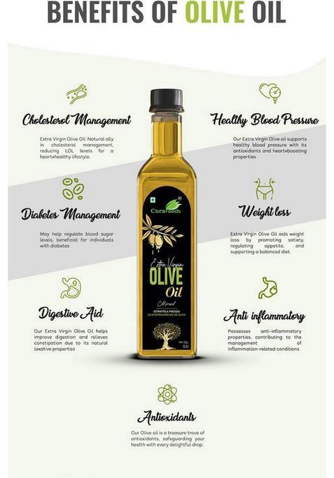 Cura Extra Virgin Olive Oil 500Ml I Free Vinegar 200Ml For Healthy Heart Plastic Bottle (500 Ml)