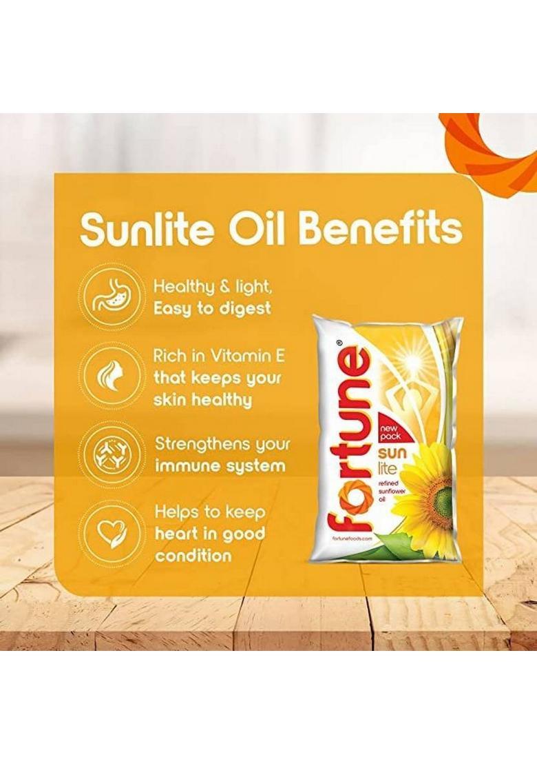 Fortune Sunlite Refined Sunflower Oil Pouch (1 L)