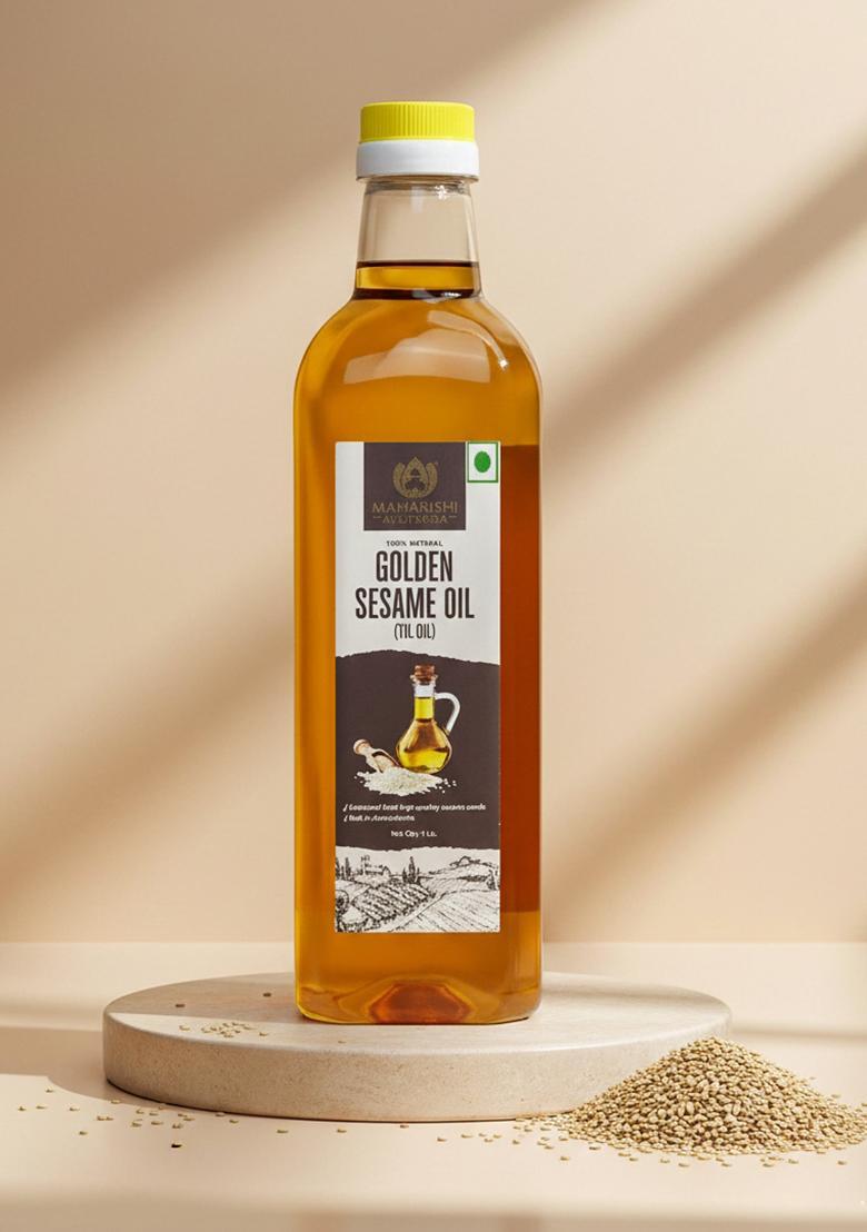 Maharishi Ayurveda Sesame Oil (Til Oil) | 100% Natural & Cold Pressed Improve Heart Health Plastic Bottle (1 L)