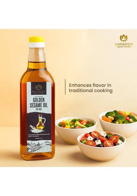 Maharishi Ayurveda Sesame Oil (Til Oil) | 100% Natural & Cold Pressed Improve Heart Health Plastic Bottle (1 L)