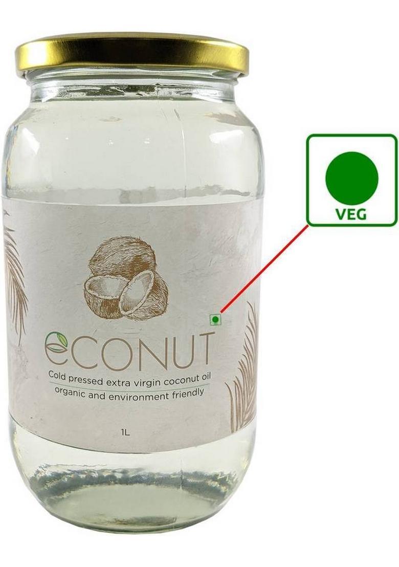 Econut Extra Virgin Coconut Oil 1 Litre Glass Bottle (1 L)