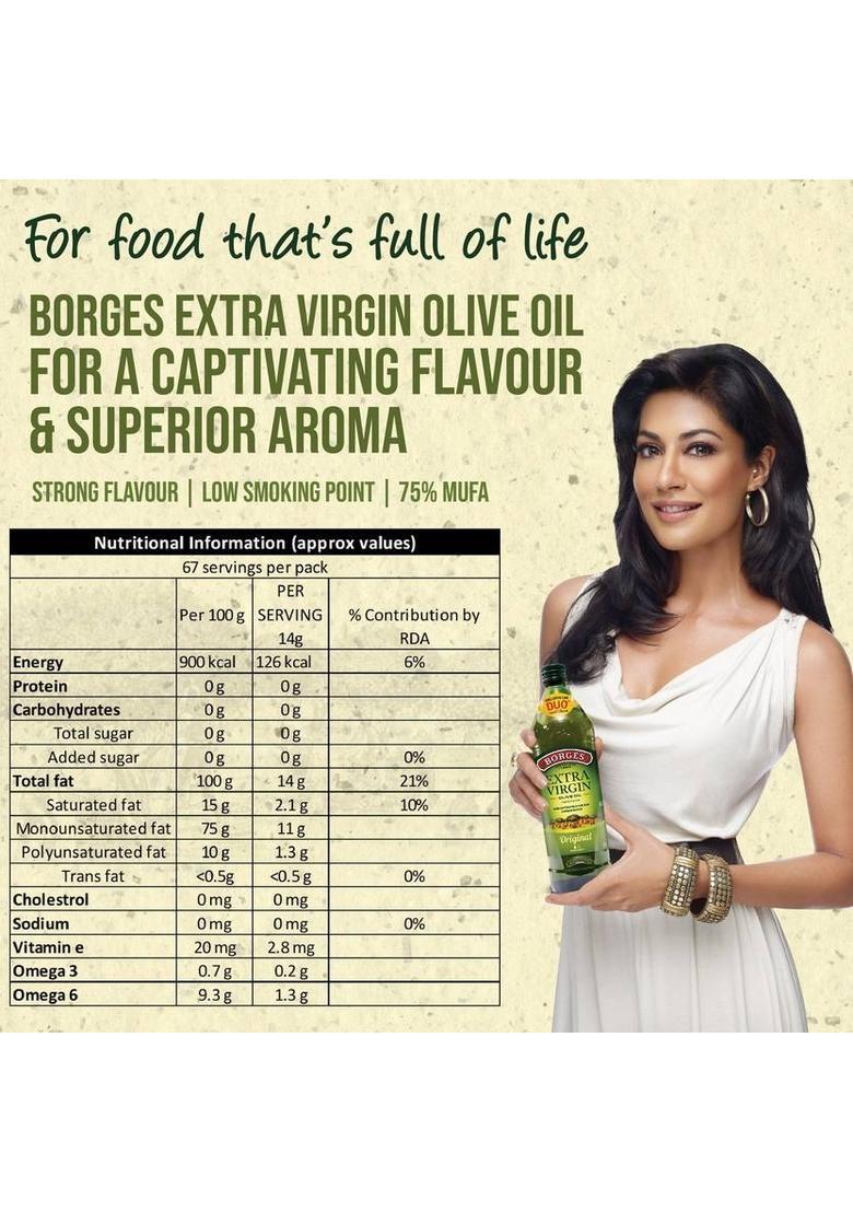 Borges Extra Virgin Olive Oil Glass Bottle (1 L)