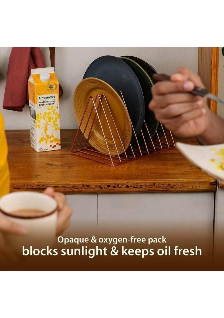 Gramiyaa Wood Cold Pressed Groundnut Oil (Peanut Oil)-1Ltr-Marachekku Oil/Kachi Ghani Tetrapack (1 L)