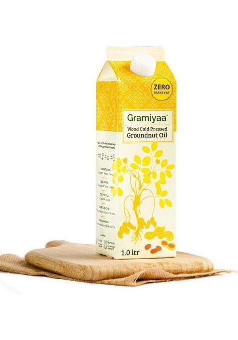 Gramiyaa Wood Cold Pressed Groundnut Oil (Peanut Oil)-1Ltr-Marachekku Oil/Kachi Ghani Tetrapack (1 L)