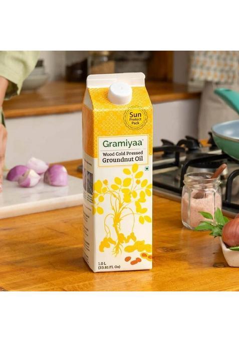 Gramiyaa Wood Cold Pressed Groundnut Oil (Peanut Oil)-1Ltr-Marachekku Oil/Kachi Ghani Tetrapack (1 L)