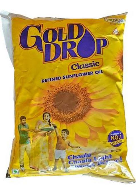 Gold Drop Classic Refined Sunflower Oil Pouch (910 G)