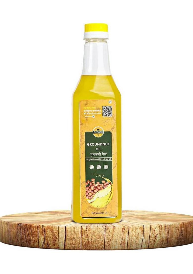 Debock Organic Wood Pressed Groundnut Oil | Pure Peanut Natural & Unrefined Pet Bottle (1 L)