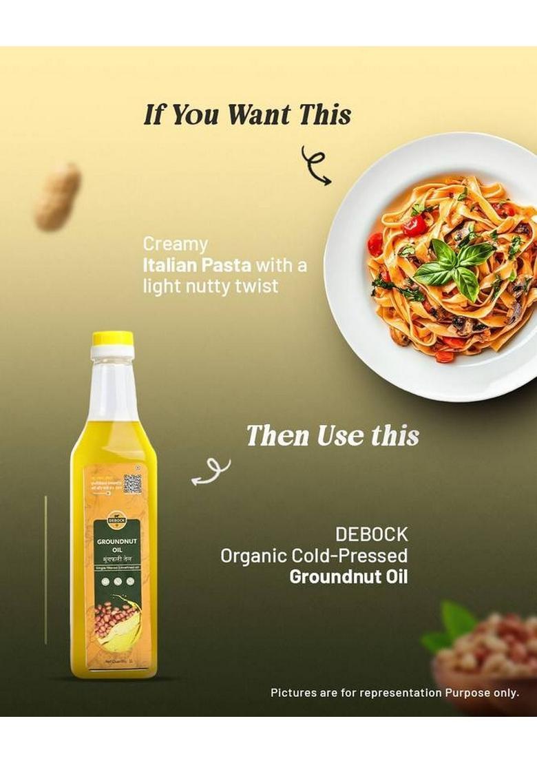 Debock Organic Wood Pressed Groundnut Oil | Pure Peanut Natural & Unrefined Pet Bottle (1 L)