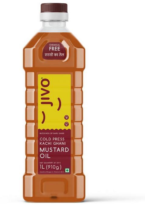 Jivo Cold Pressed Pure Cooking (Pack Of 1) Mustard Oil Plastic Bottle (1 L)