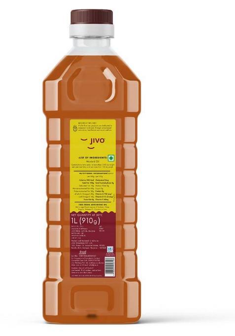Jivo Cold Pressed Pure Cooking (Pack Of 1) Mustard Oil Plastic Bottle (1 L)