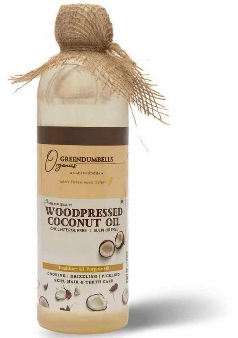 Greendumbells Organics Wood Pressed Coconut Oil 500 Ml | For Hair, Skin Care Edible Plastic Bottle (500 Ml)